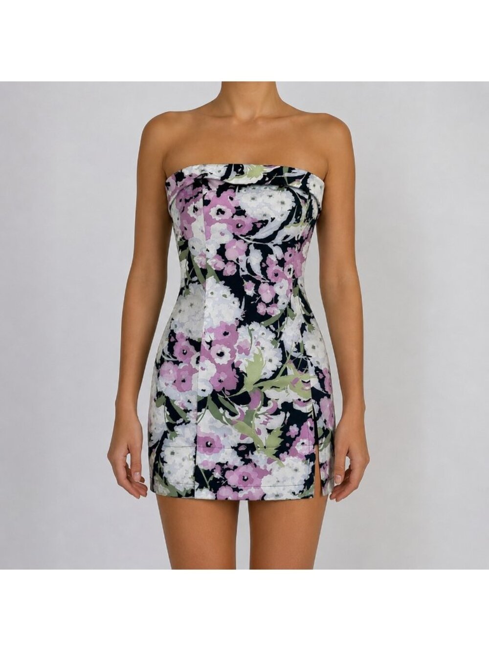 Dynamite Floral Strapless Mini Dress - XS
